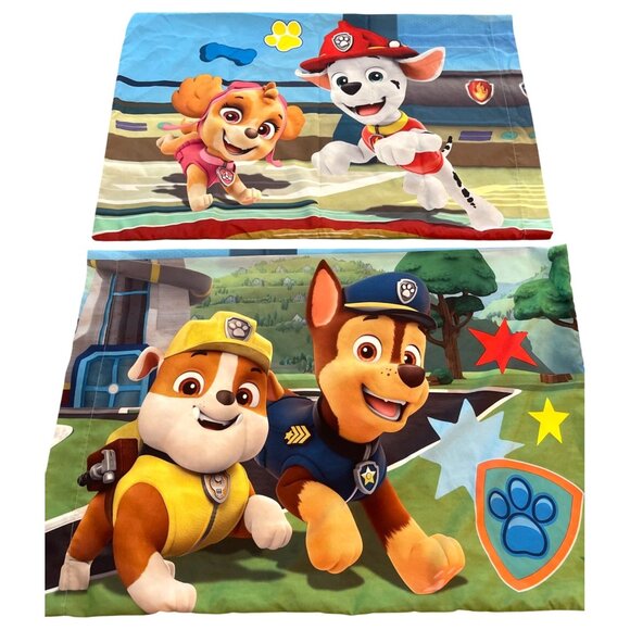 Kid 3 Piece Set Paw Patrol Nickelodeon Blue Twin Flat Sheet Pillowcases Bedding - Picture 1 of 12